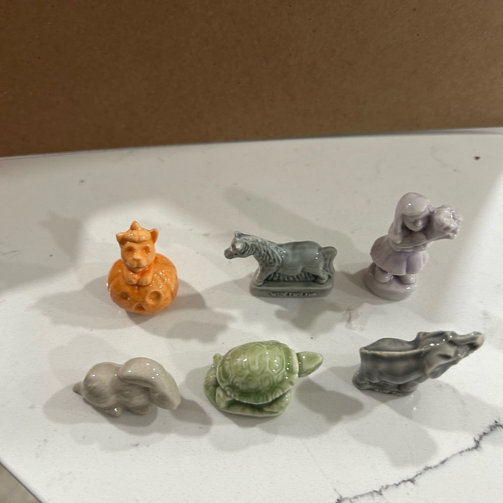 Wade -Red rose figurines: turtle, horse, cat, whimsical girl w/bouquet, bunny